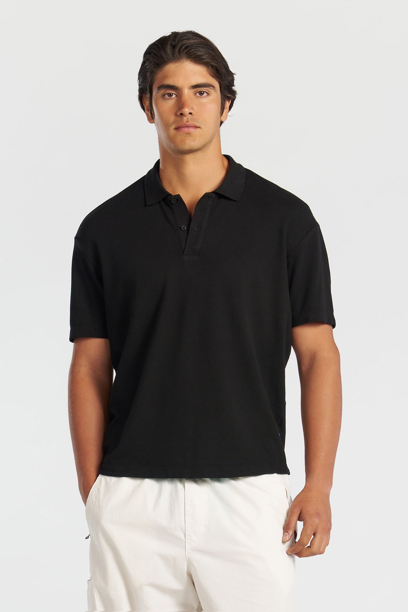 Lennon Polo Tee Jet Black - Cotton Citizen Men's Relaxed Fit Polo
