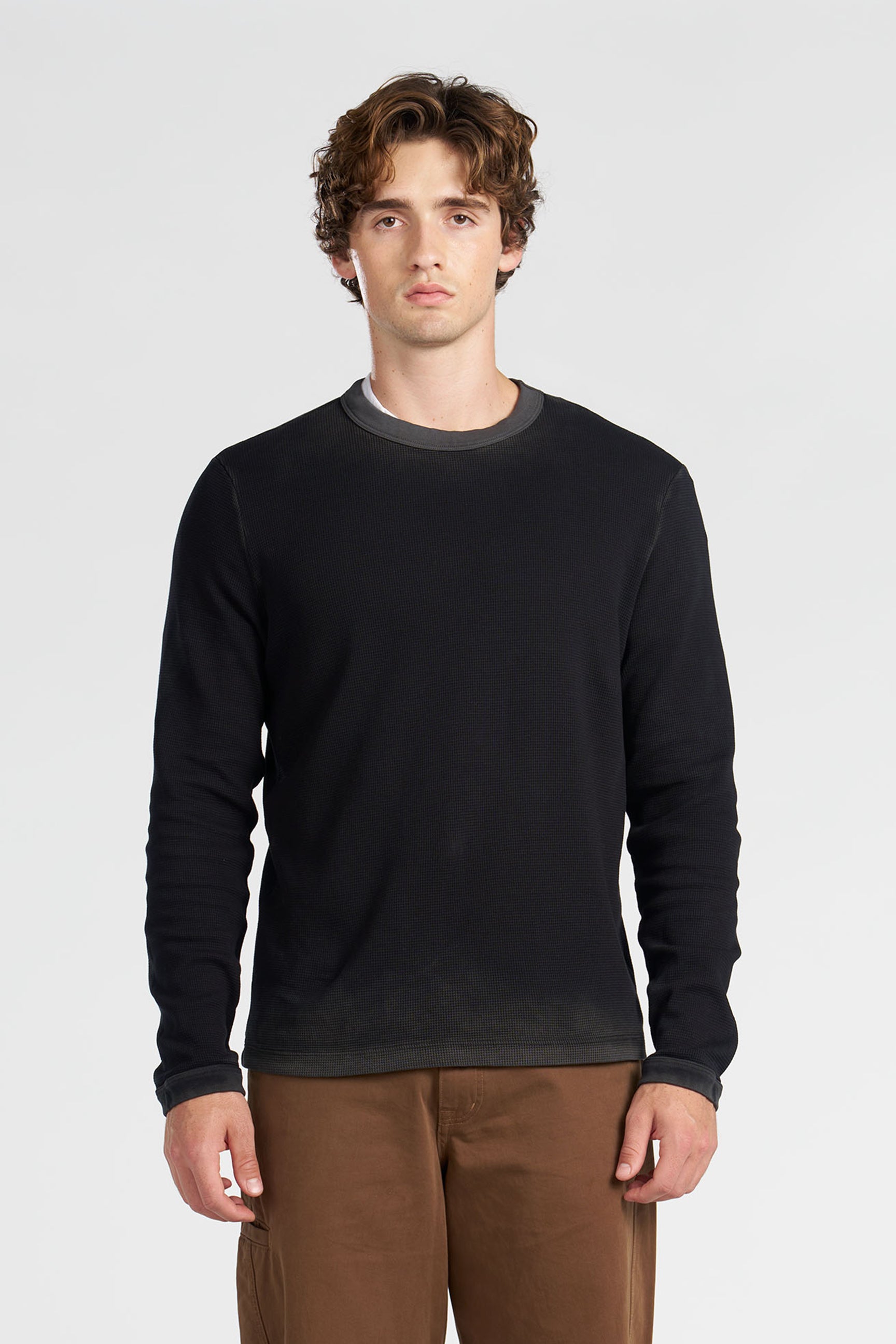メンズウェア vintage cotton design knit Cooper Waffle Knit Thermal | 100% Cotton Relaxed Long Sleeve