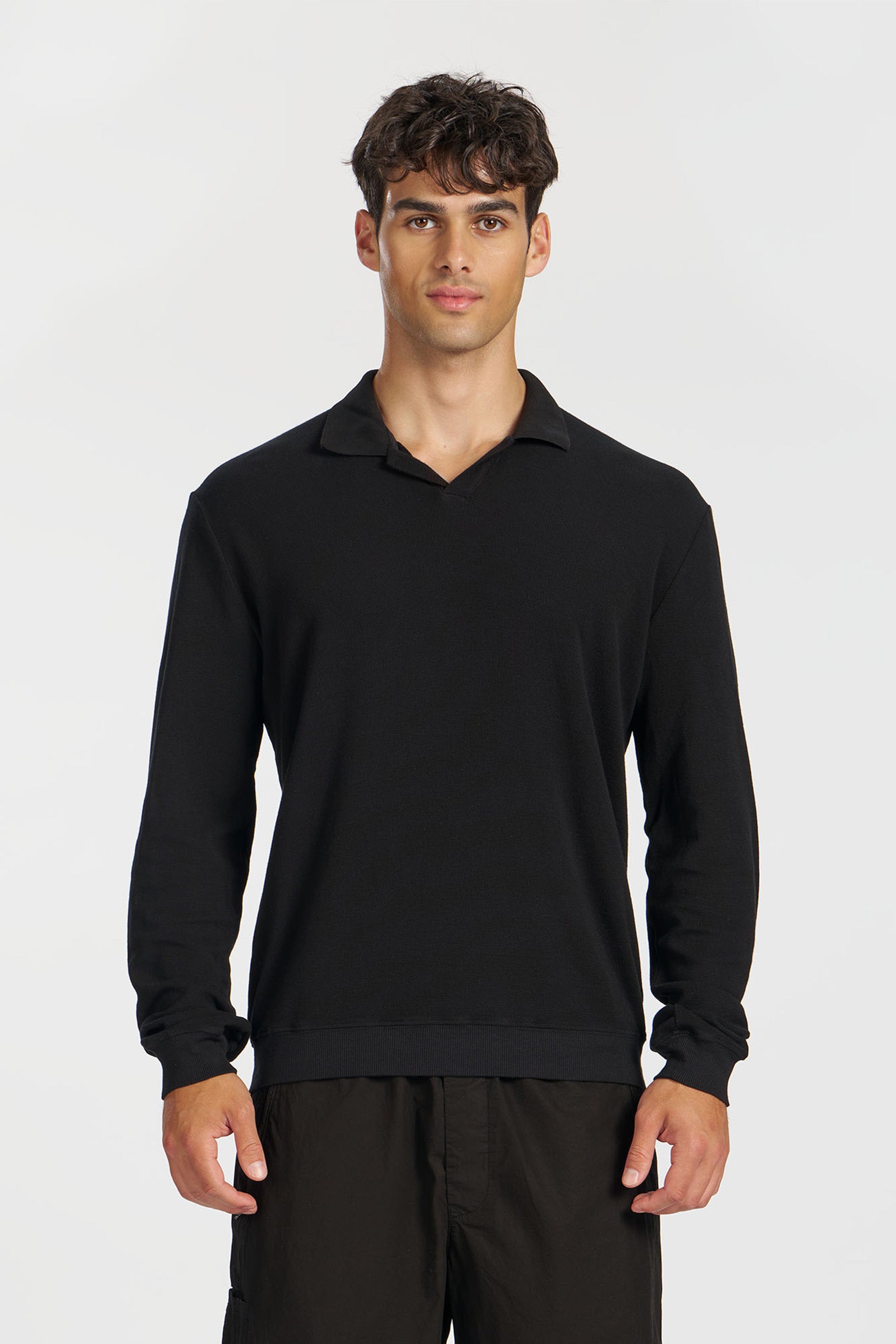 Hendrix Long Sleeve Johnny Collar Polo | Cotton Citizen