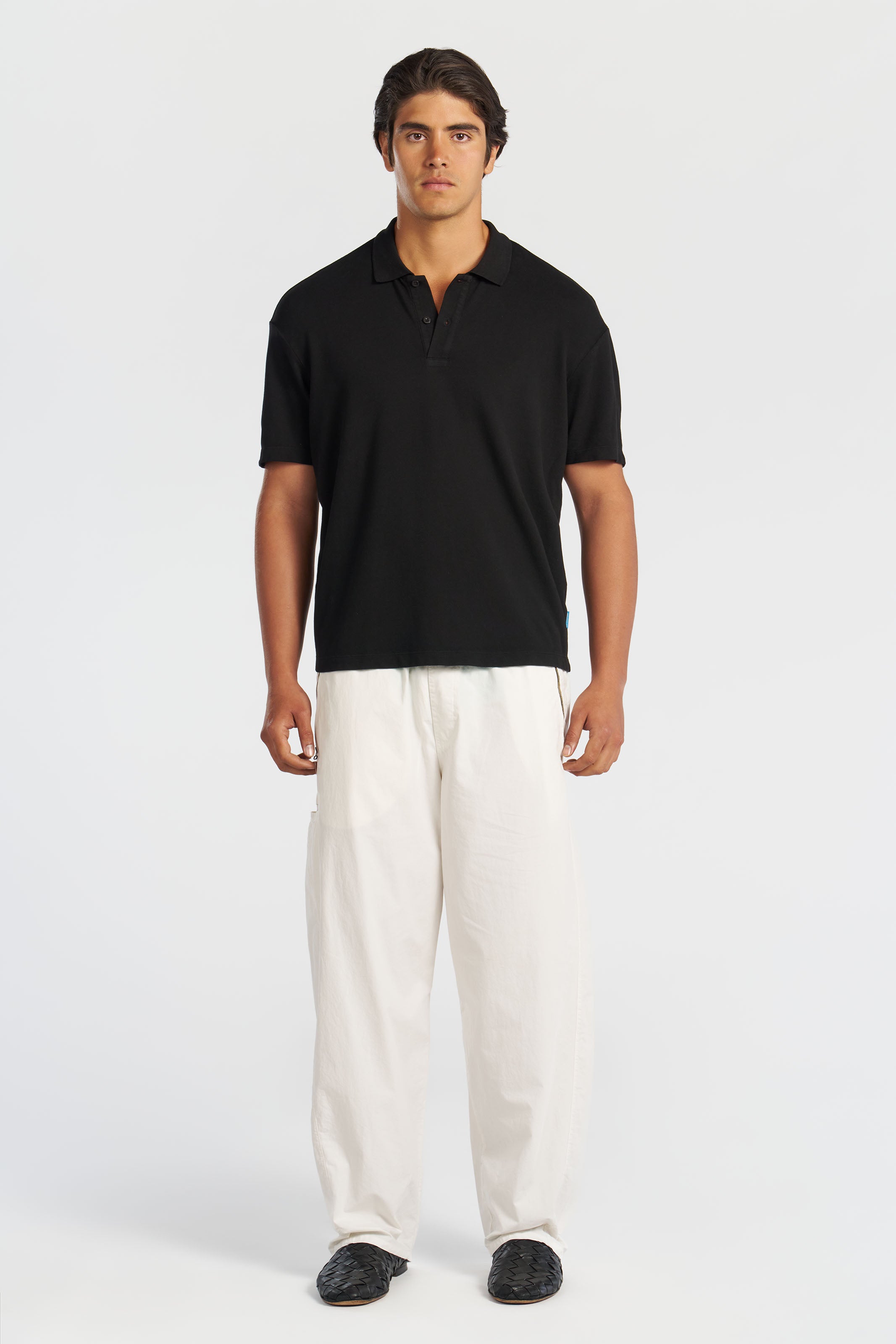 Lennon Polo Tee Jet Black - Cotton Citizen Men's Relaxed Fit Polo