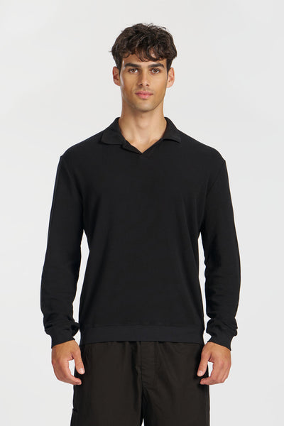 Hendrix Long Sleeve Johnny Collar Polo | Cotton Citizen
