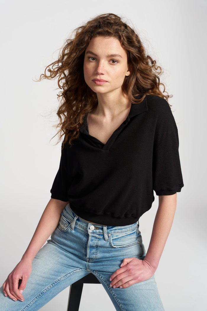 cotton citizen Monaco Polo Tee Jet Black