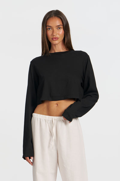 Tokyo Crop Shirt - Jet Black | Cotton Citizen
