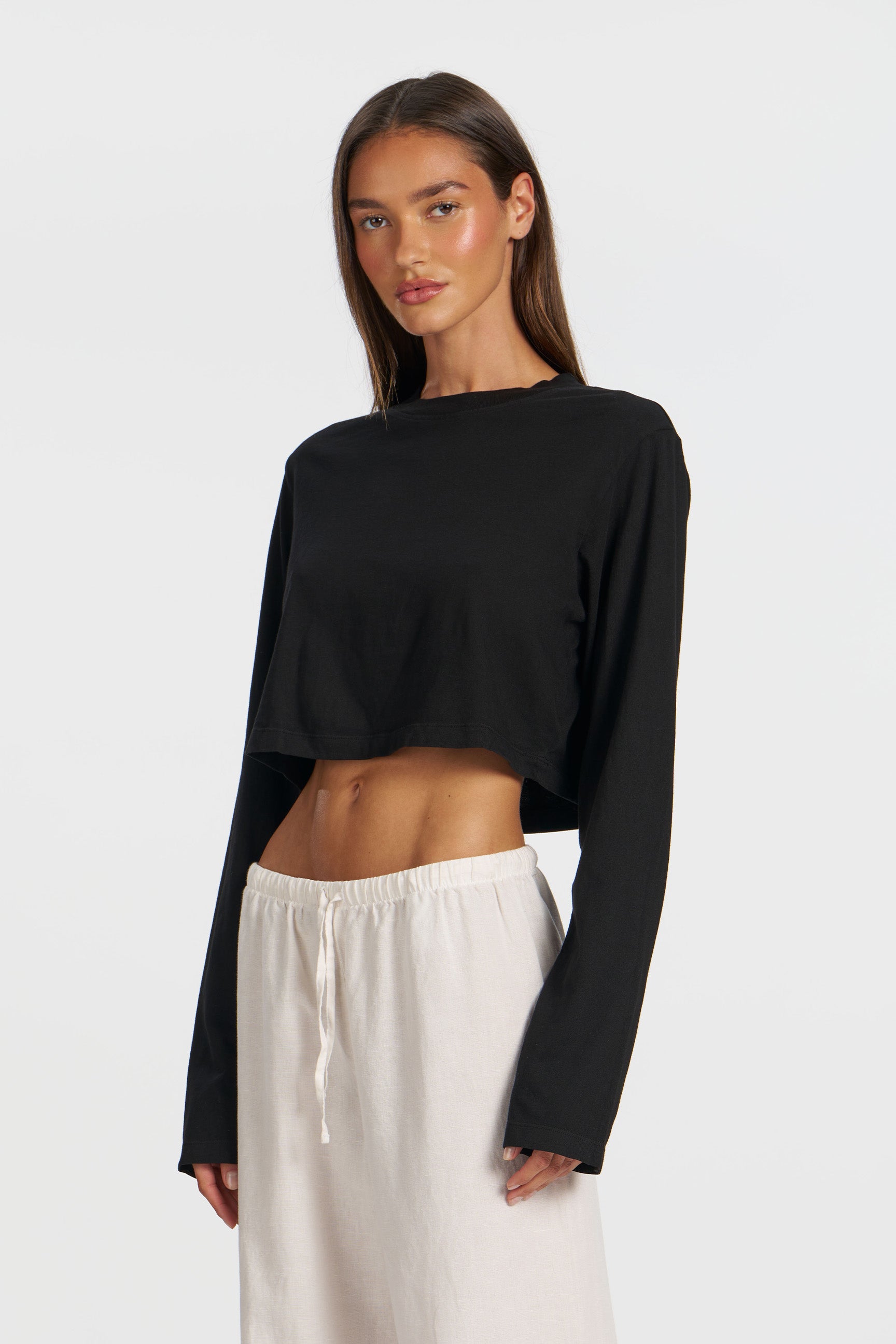 Tokyo Crop Shirt - Jet Black | Cotton Citizen