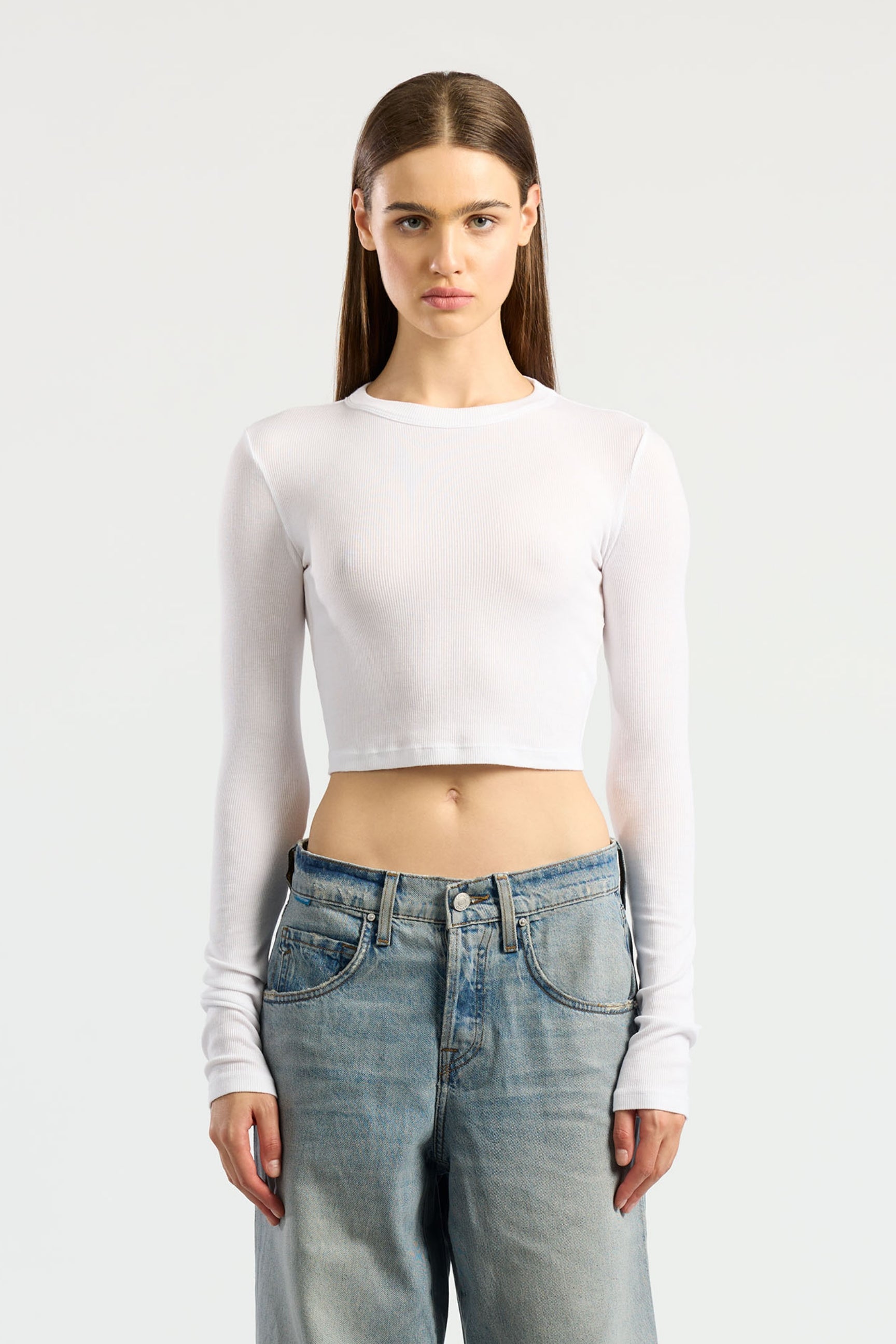 Tシャツ・カットソー RONRON I RIBBON SLIM CROP LONG SLEEVE WHITE RR24CLT3770WH W214564_WHITE.jpg?v=1696625083