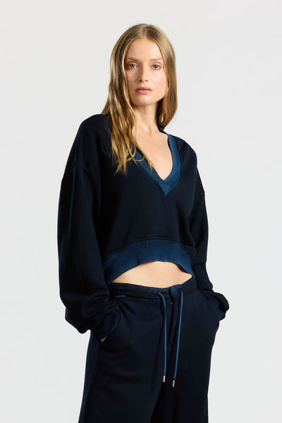 Still By Hand Men's Sweatshirt 1 Navy Blue Cotton Single V