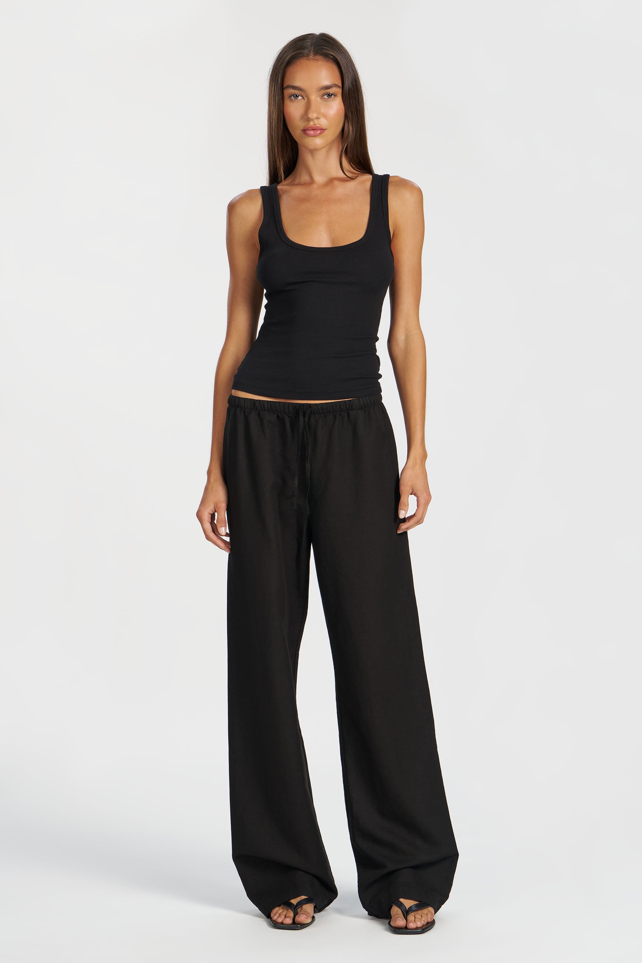 St. Barths Linen-Cotton Trouser | Women's Wide-Leg Pants – Cotton