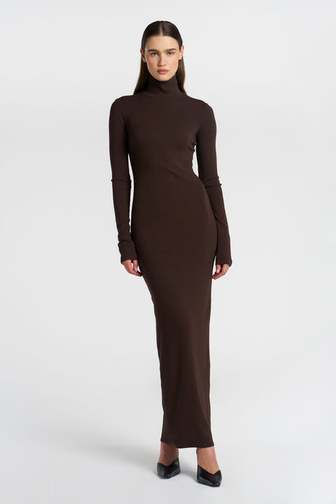 Verona Turtleneck Maxi Dress M / Espresso