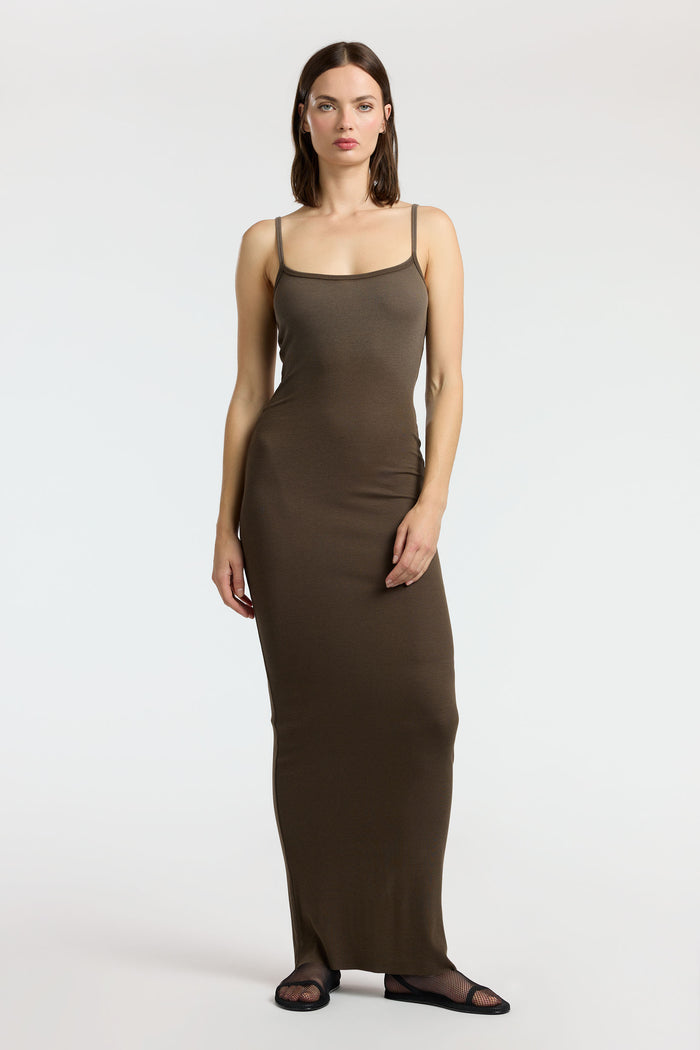 cotton citizen Verona Spaghetti Maxi Dress Fossil Cast