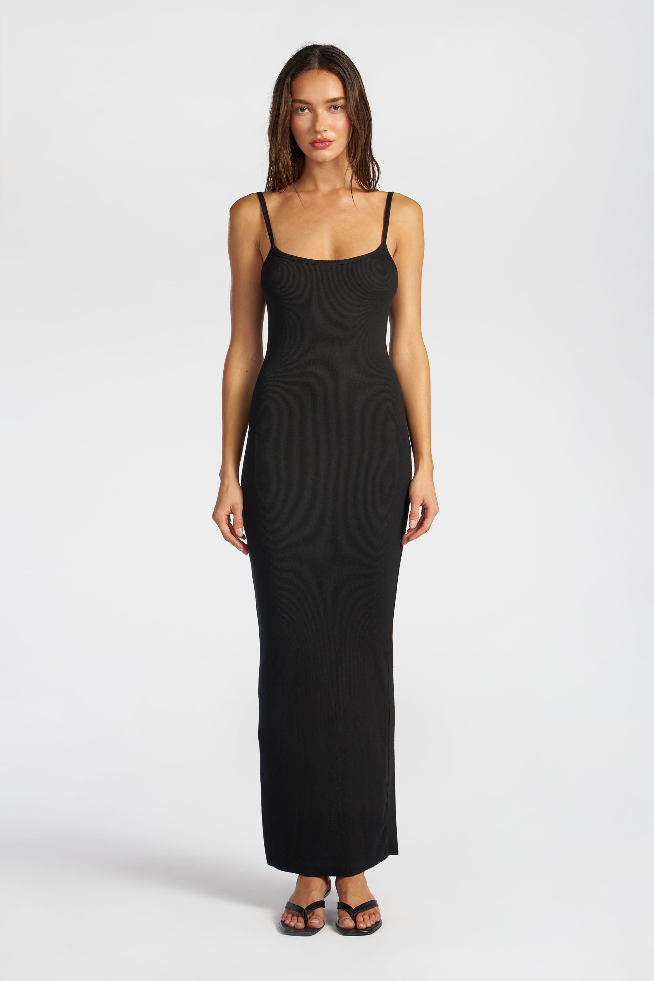 Verona Slim-Fit Spaghetti Maxi Dress | Jet Black – Cotton Citizen